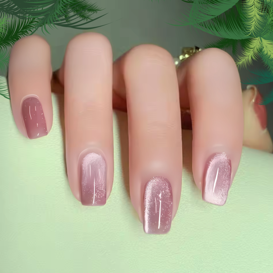 Des Faux Ongles Sublimes en 5 min – Sans Colle, Sans dégâts, Sans RDV - Rose Poudré Scintillant