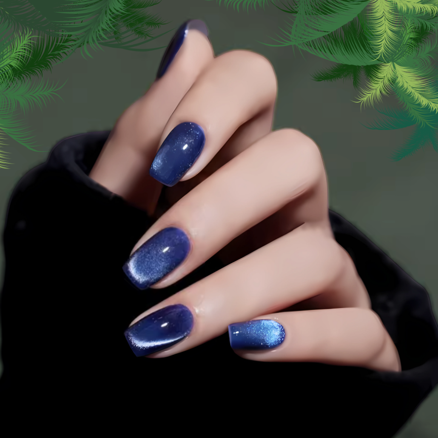 Des Faux Ongles Sublimes en 5 min – Sans Colle, Sans dégâts, Sans RDV - Bleu Nuit Scintillant