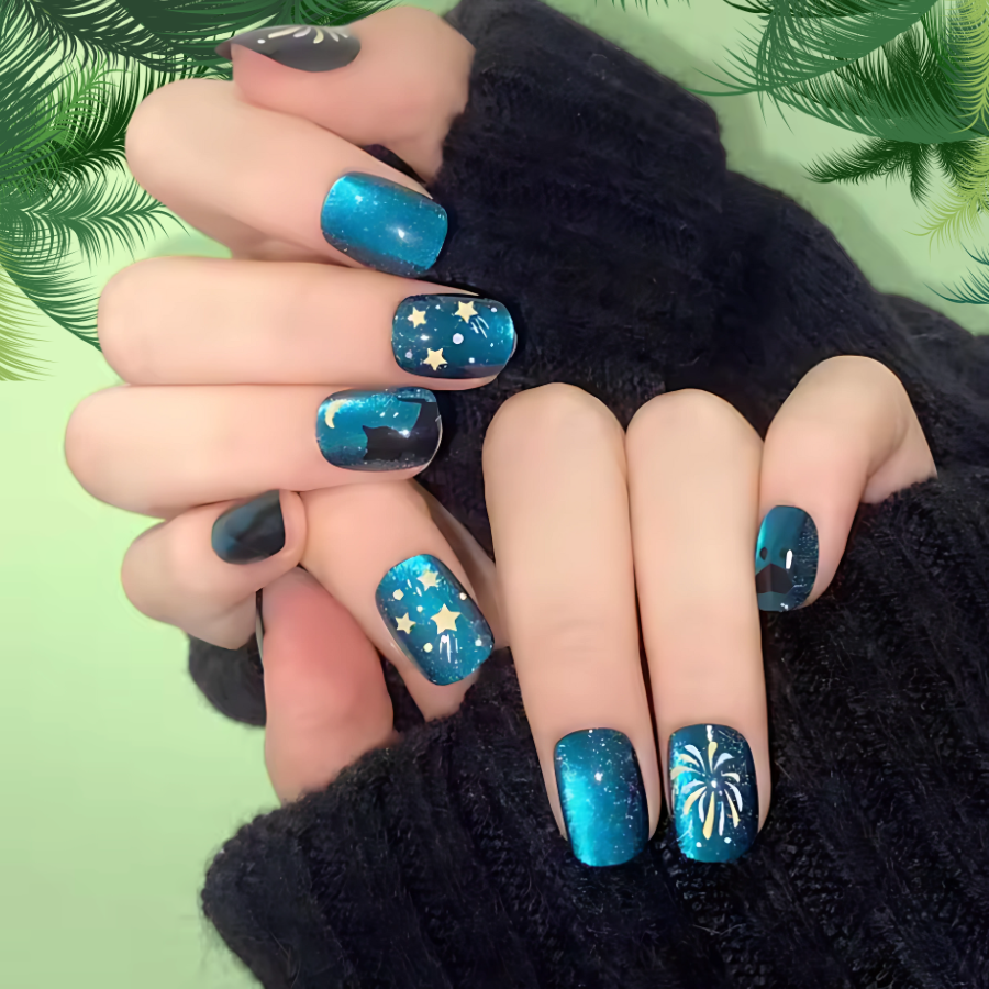 Des Faux Ongles Sublimes en 5 min – Sans Colle, Sans dégâts, Sans RDV - Galaxy Nuit Étoilée