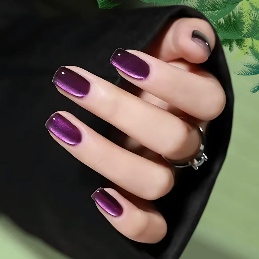 Des Faux Ongles Sublimes en 5 min – Sans Colle, Sans dégâts, Sans RDV - Mystique Prune Chromé