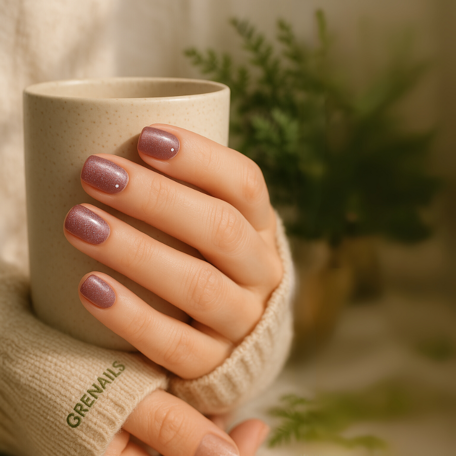 Des Faux Ongles Sublimes en 5 min – Sans Colle, Sans dégâts, Sans RDV - Rose Poudré Scintillant