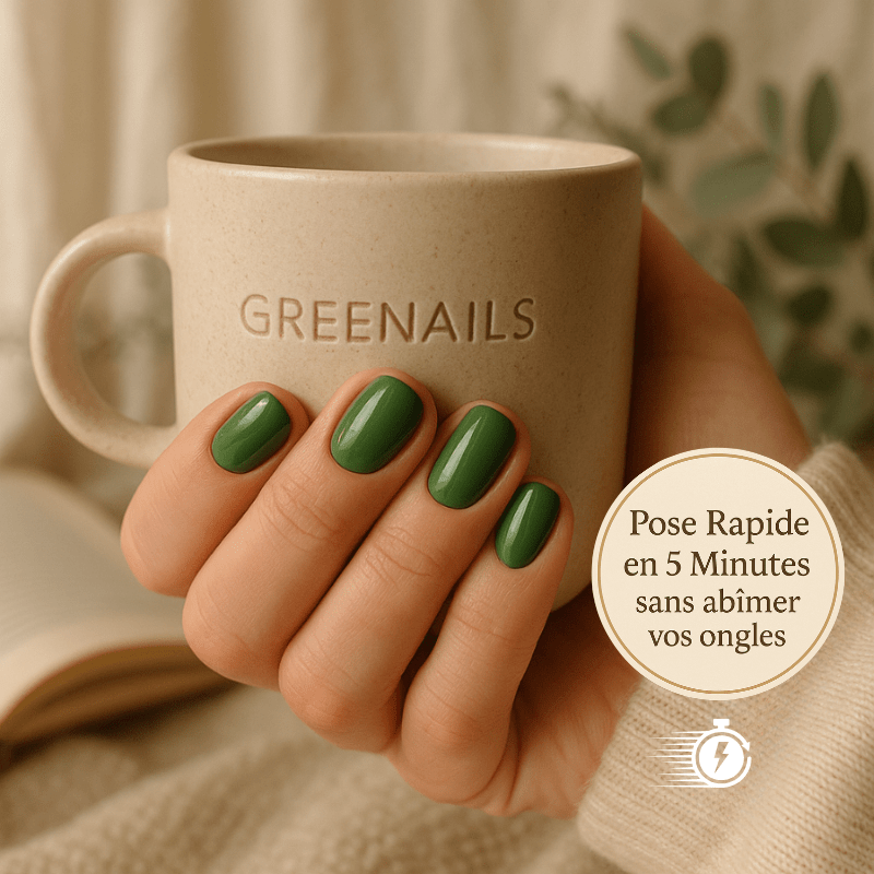 Vert Intense - Faux Ongles Sain, Chic et Naturel Conçu Pour les Femmes Actives