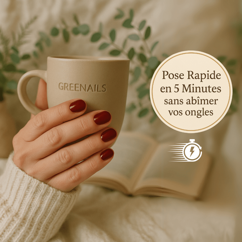 Rouge Intense - Faux Ongles Sain, Chic et Naturel Conçu Pour les Femmes Actives