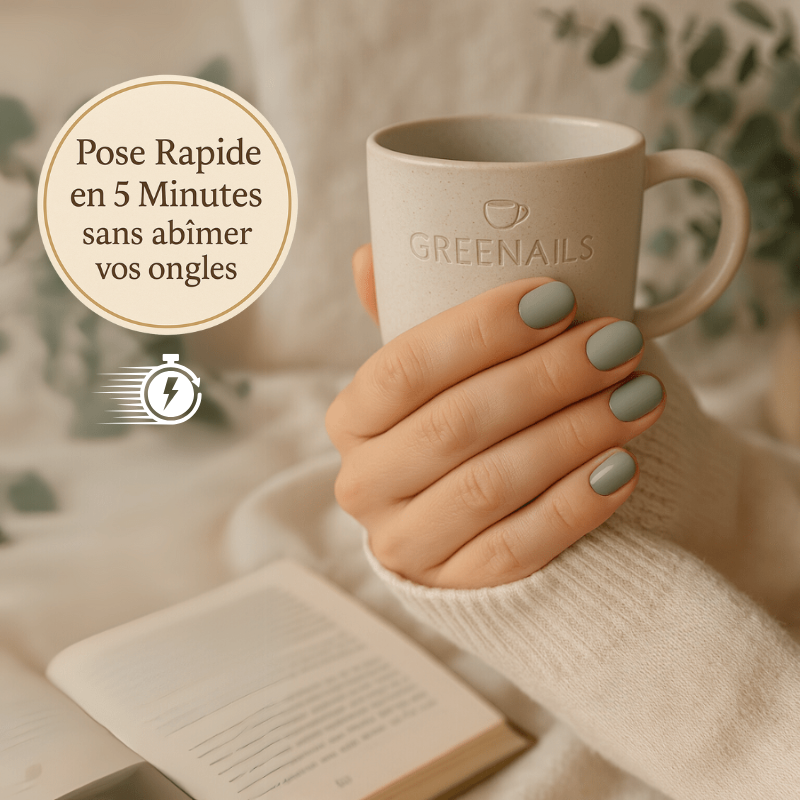 Vert Sauge - Faux Ongles Sain, Chic et Naturel Conçu Pour les Femmes Actives