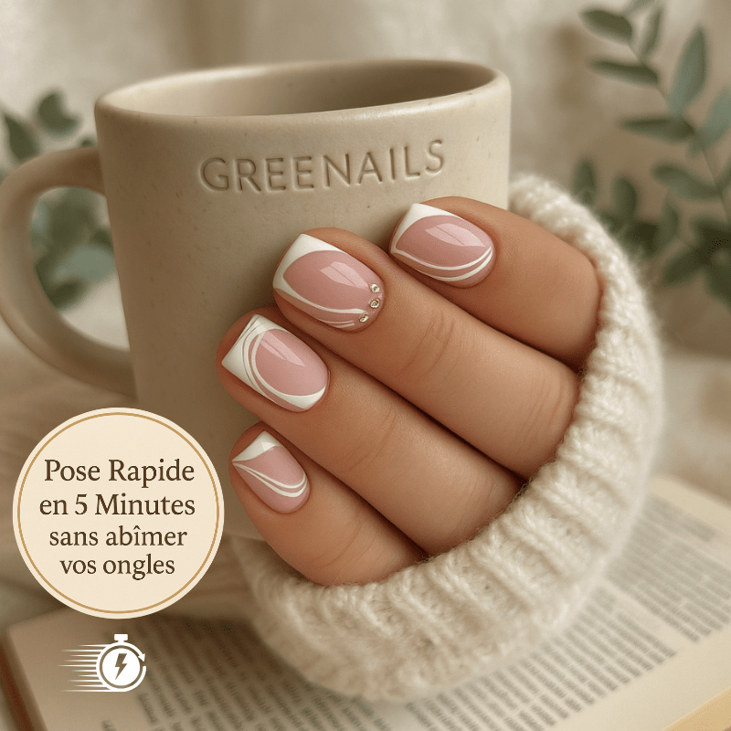 Golden Elegance - Faux Ongles Sain, Chic et Naturel Conçu Pour les Femmes Actives