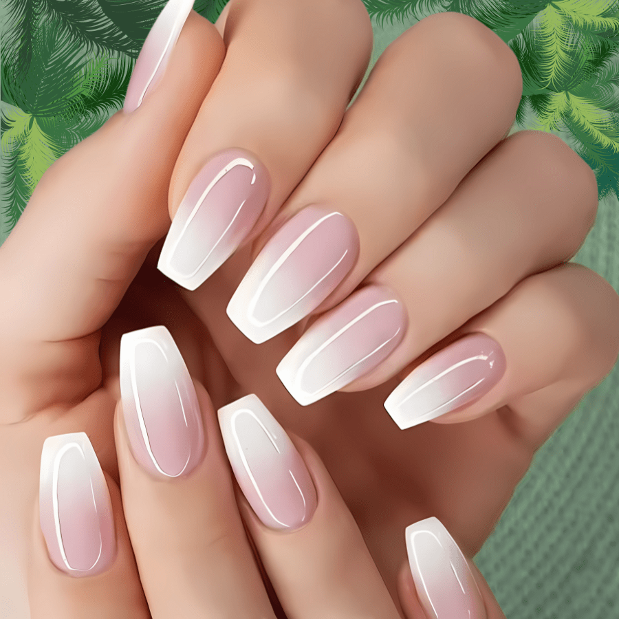 Faux ongles French blanc dégradé – Manucure élégante, naturelle et réutilisable